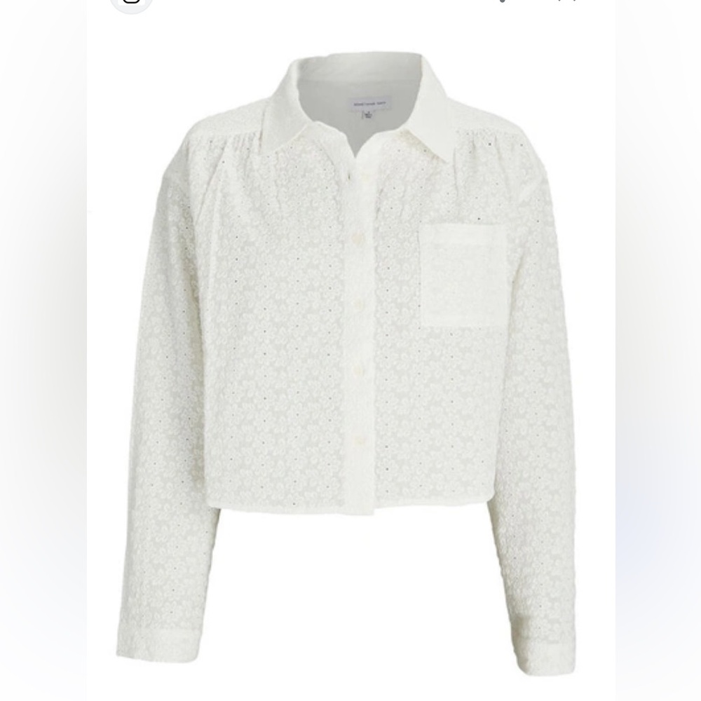 Something Navy Cream Eyelet Blouse